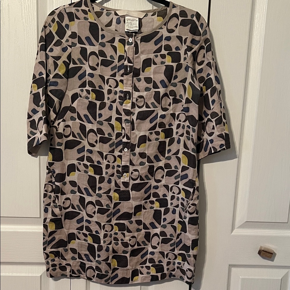 Max Mara Weekend Geometric Patterned Button-Up Tu… - image 1